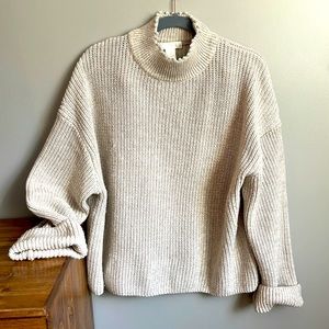 H&M | Mock Neck Sweater with Pearl Detail | Size Small | Cream